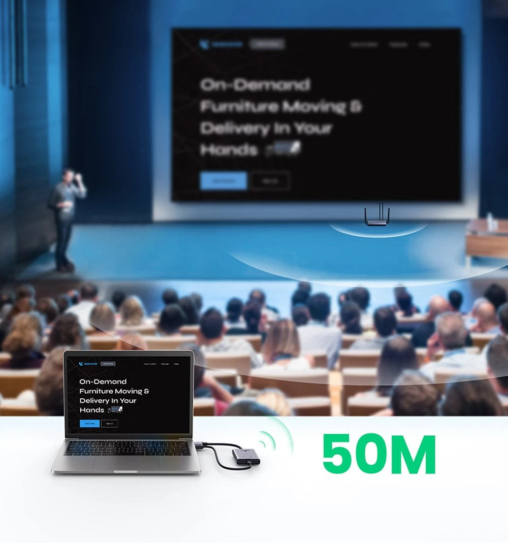 Ugreen беспроводной удлинитель HDMI, комплект видеопередатчика и приемника 5G 50M, передает ключ дисплея для ТВ-ПК, монитора PS5/4