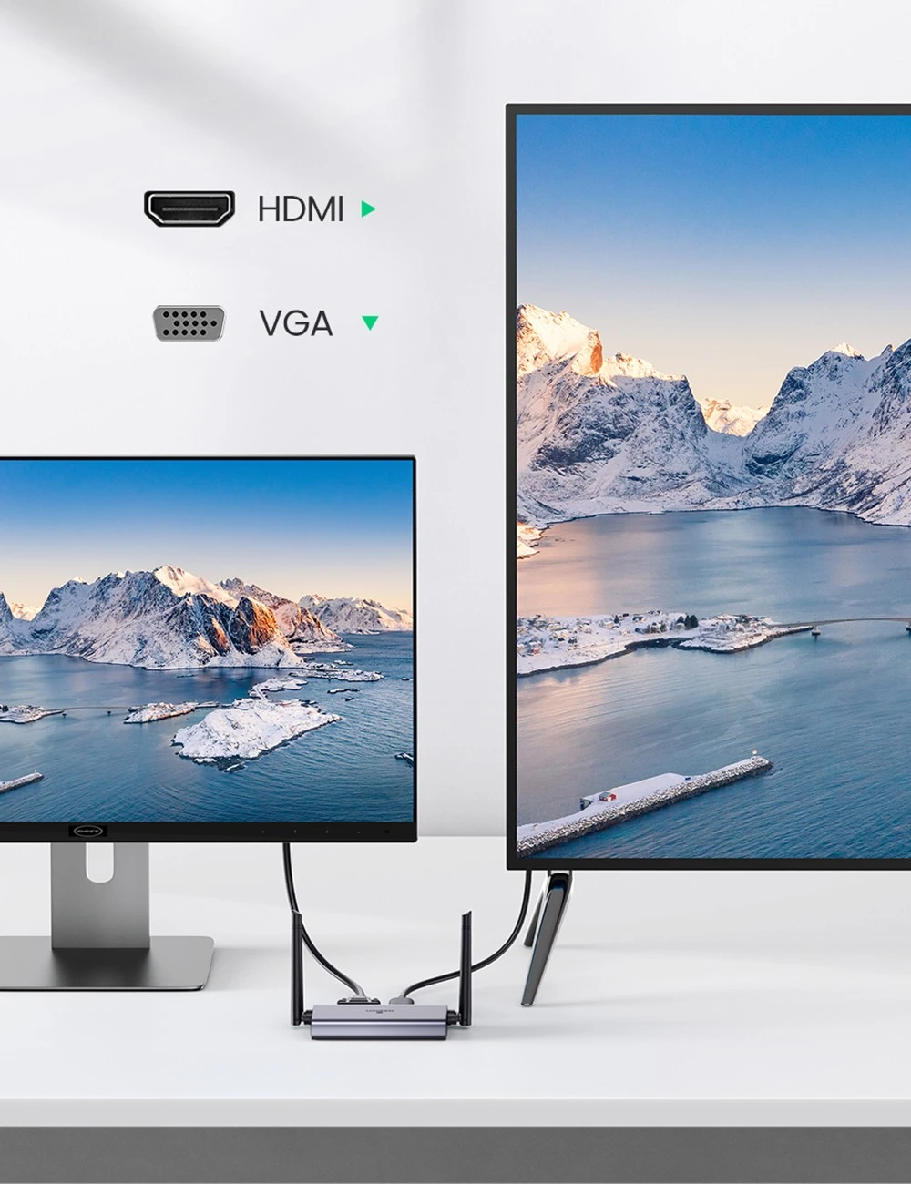 Ugreen беспроводной удлинитель HDMI, комплект видеопередатчика и приемника 5G 50M, передает ключ дисплея для ТВ-ПК, монитора PS5/4