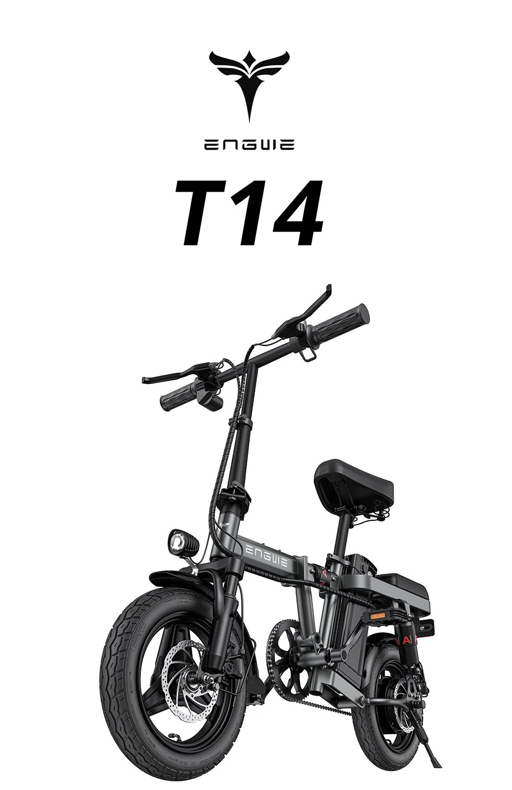 ENGWE T14 Folding Electric Bicycle 14 Inch Tire 350W Brushless Motor 48V 10Ah Battery 25km/h Max Speed - Grey