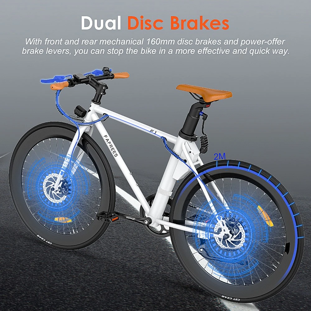 FAFREES F1 Electric Bike 250W Brushless Motor 25km/h Max Speed 9Ah Battery Shimano 7-Speed Transmission - White