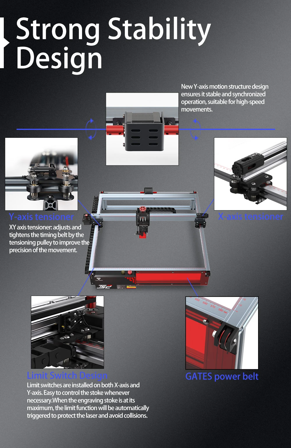 TWO TREES TS2 10W Laser Engraver Cutter, Auto Focus, 32Bit Mainboard, APP Control, Offline Engraving, 450mm*450mm