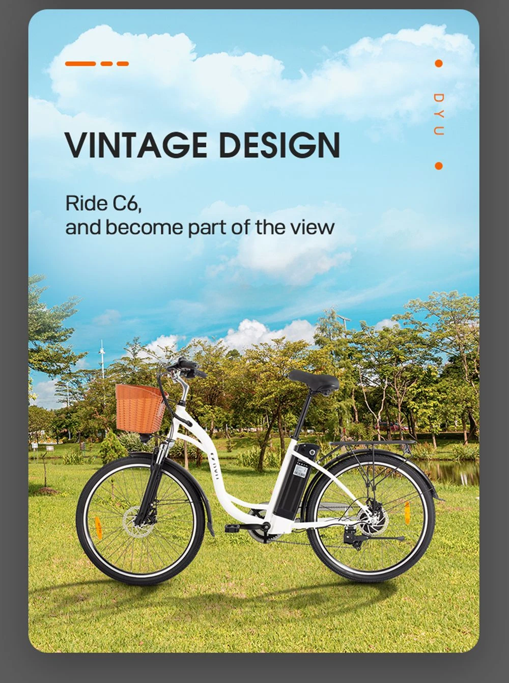 DYU C6 electric bike for ladies or gentlemen with skirts