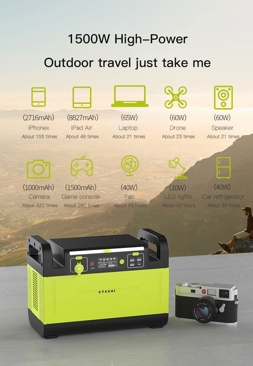 CTECHi GT1500 1500W 1210Wh Portable Power Station