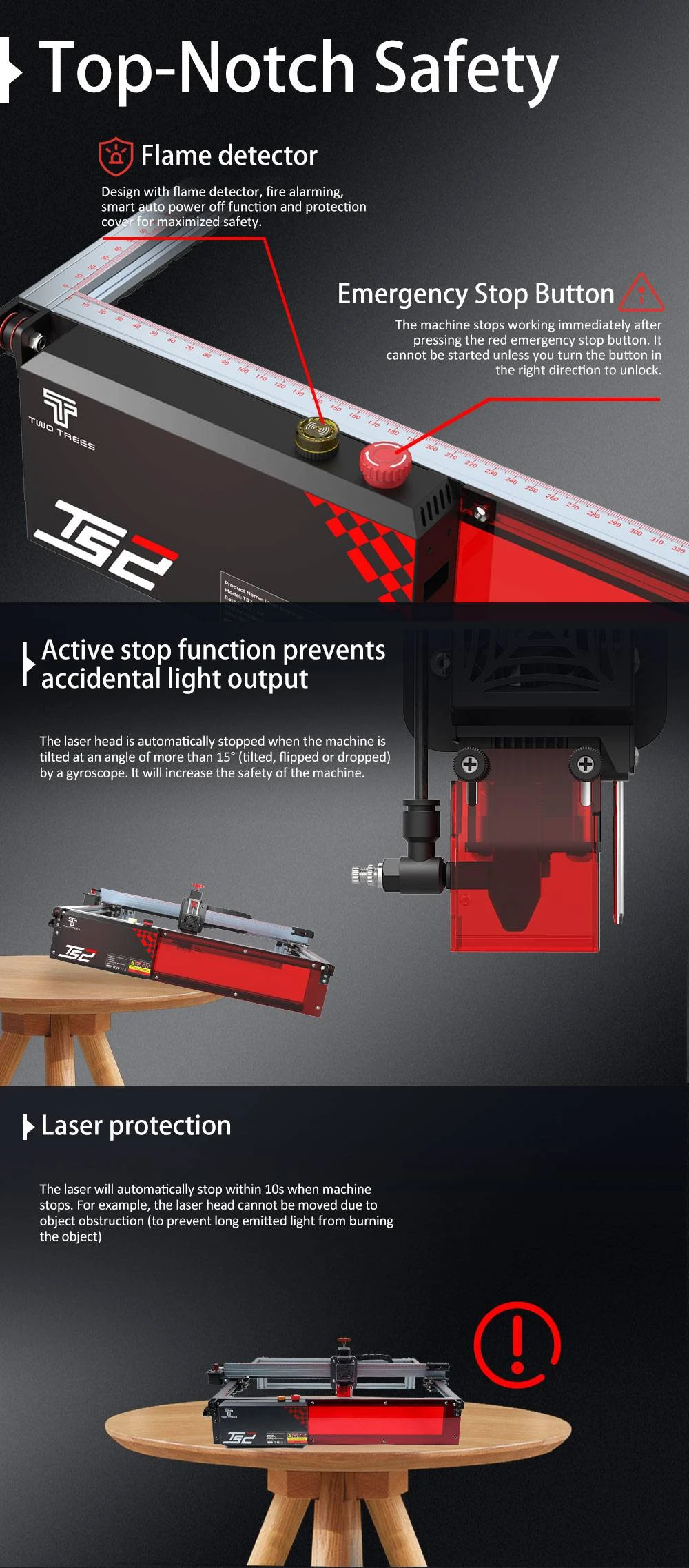 TWO TREES TS2 10W Laser Engraver Cutter, Auto Focus, 32Bit Mainboard, APP Control, Offline Engraving, 450mm*450mm