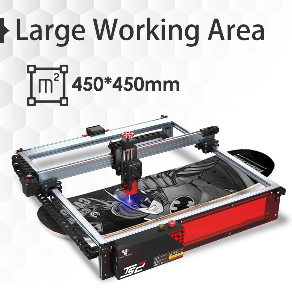 TWO TREES TS2 10W Laser Engraver Cutter, Auto Focus, 32Bit Mainboard, APP Control, Offline Engraving, 450mm*450mm