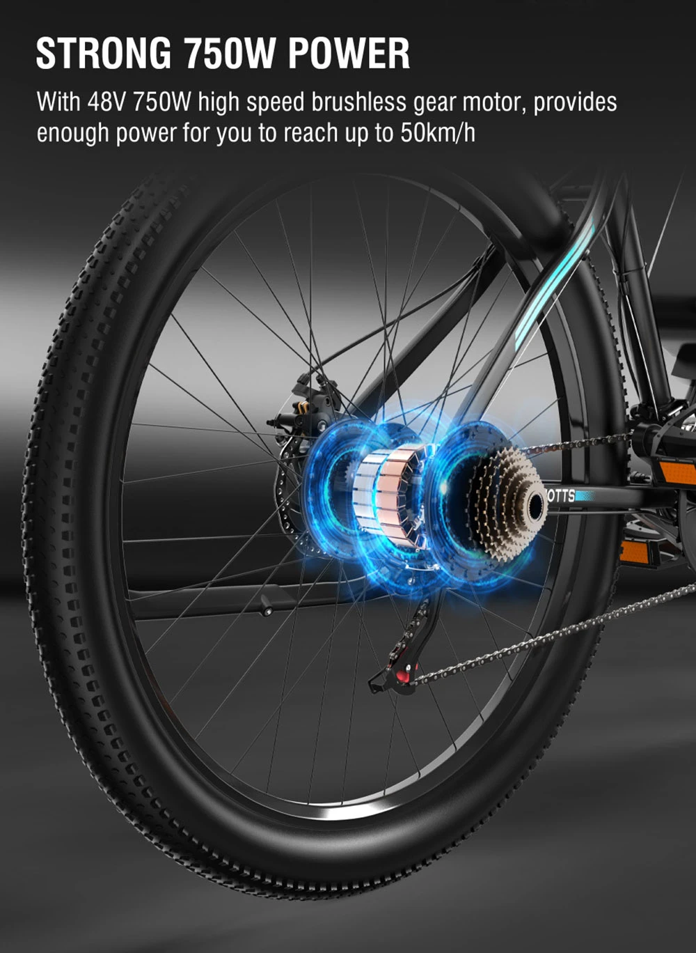 Bicicleta elétrica DUOTTS C29 750W Mountain Bike 48V 15Ah Bateria para 50km Alcance 50km/h Velocidade Máxima Shimano 21 Velocidades