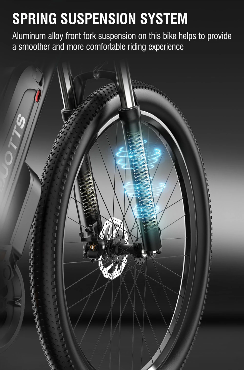 Bicicletă electrică DUOTTS C29 750W Mountain Bike 48V 15Ah Baterie pentru 50 km Autonomie 50 km/h Viteză maximă Shimano 21 viteze