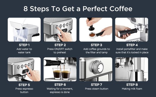 Geek Chef GCF20E 20 Bar Espresso Maker Coffee Machine
