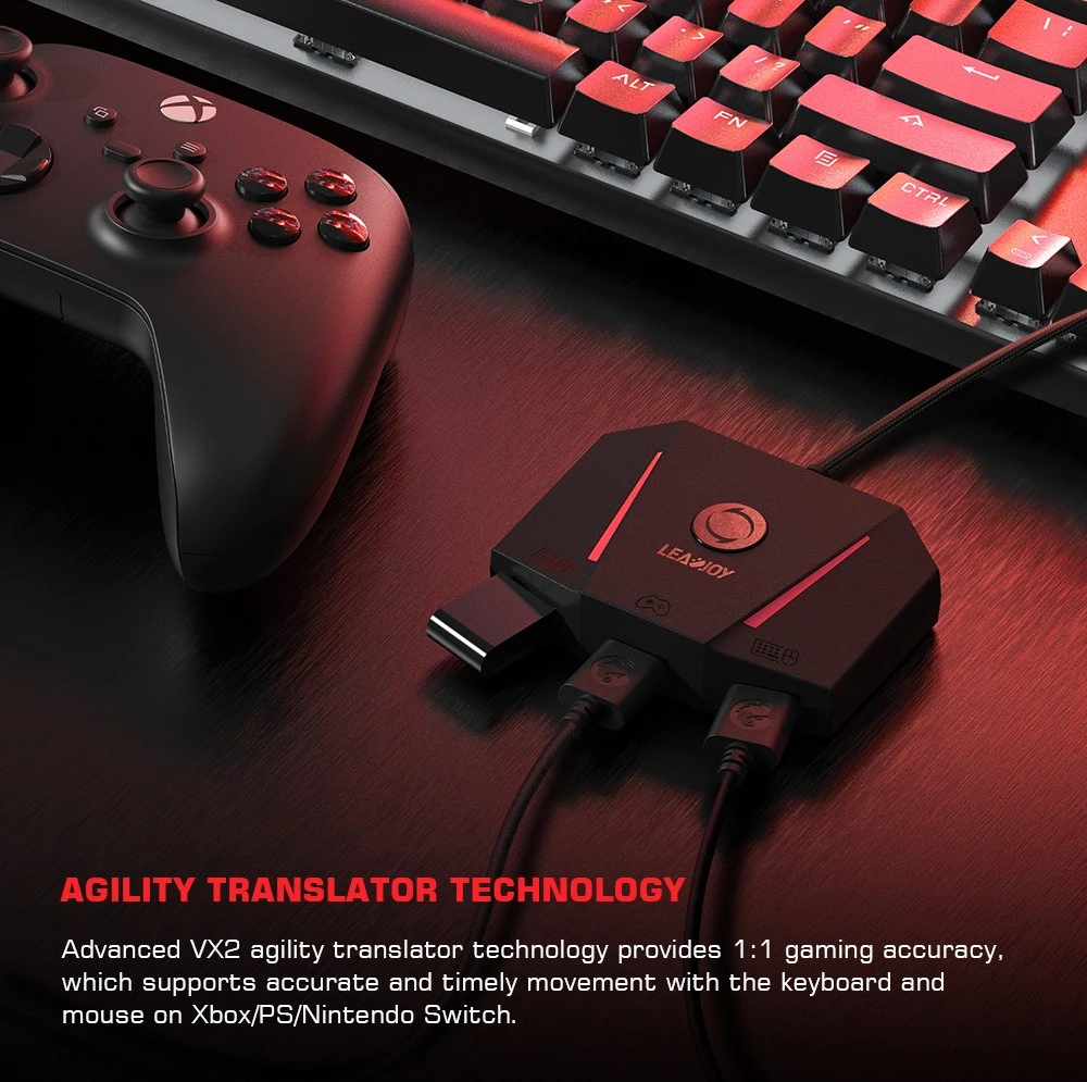 LeadJoy VX2 AimBox Multi-Platform Console Adapter Built-in 3.5mm Audio Jack Compatible with Xbox One/PlayStation4/5