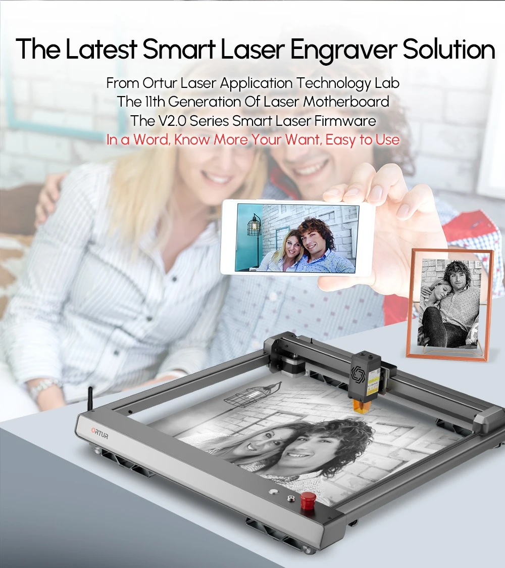 ORTUR Laser Master 3 10W Laser Engraver Cutter, 20,000mm/min, 0.05x0.1mm Focus Spot, LU2-10A Laser Module, Cuts 30mm Acrylic, Emergency Stop, Child Lock, Built-in WiFi, Engraving Area 400mmx400mm, EU Plug