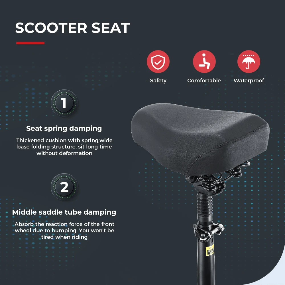 iScooter iX5 Electric Scooter with Seat 10'' Anti-skid Off Road Pneumatic Tire 600W Motor 15Ah Battery 45km/h Top Speed