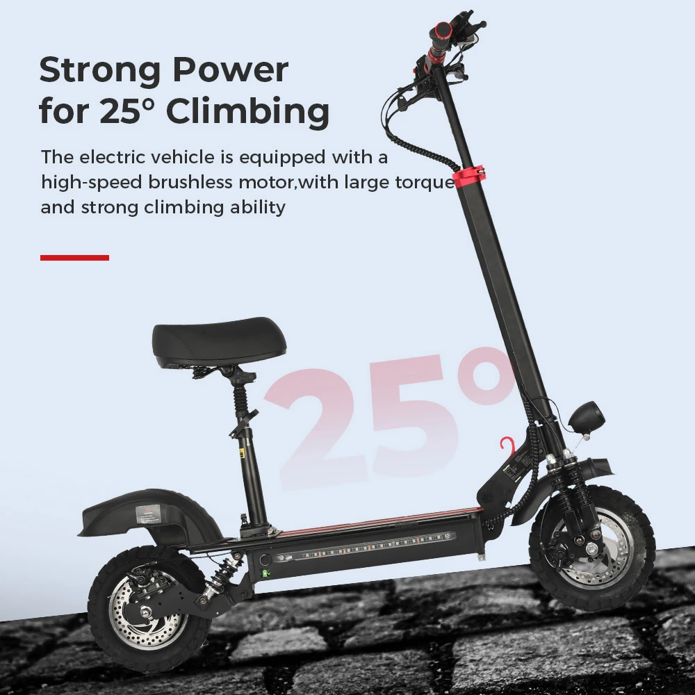 iScooter iX5 Electric Scooter with Seat 10'' Anti-skid Off Road Pneumatic Tire 600W Motor 15Ah Battery 45km/h Top Speed