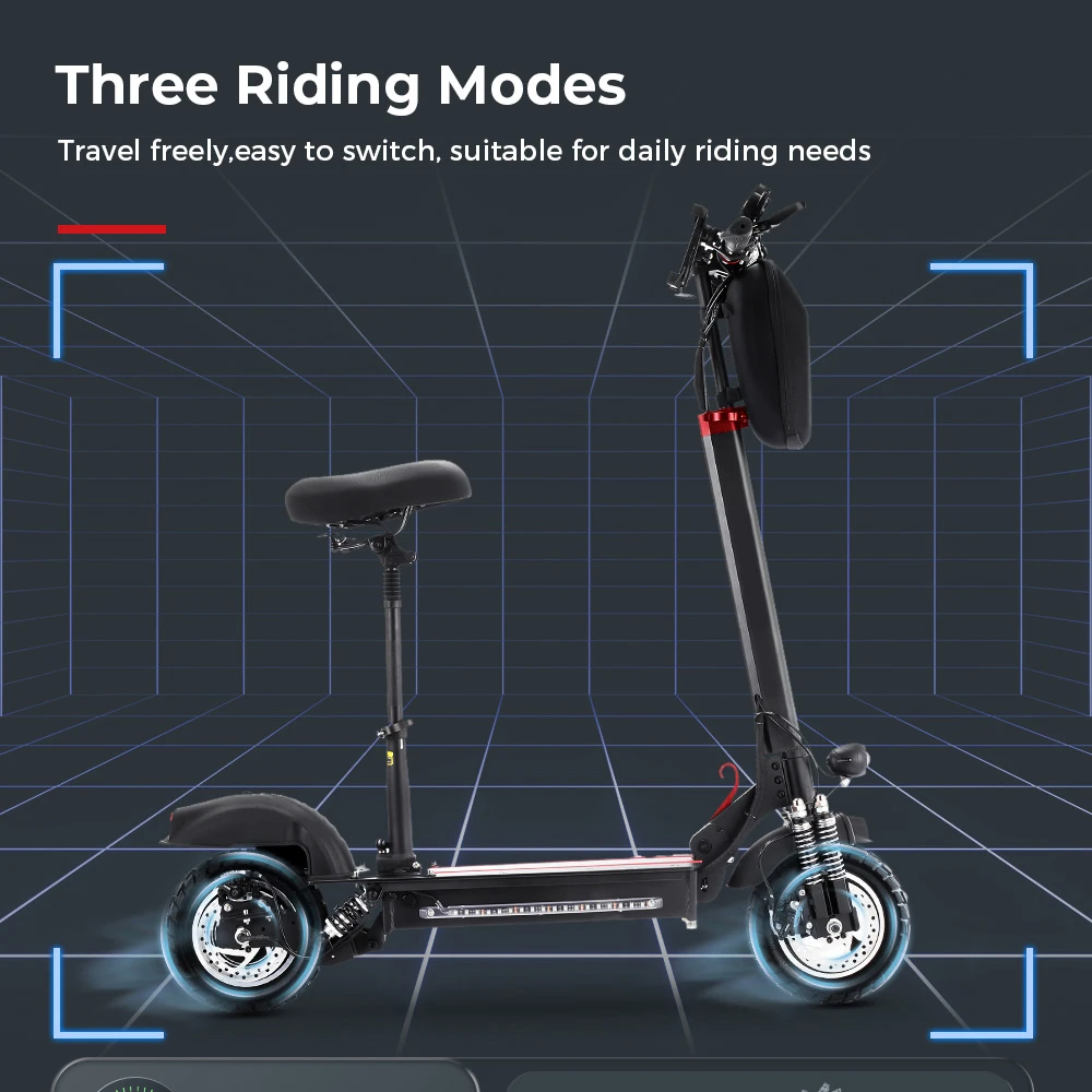 iScooter iX5 Electric Scooter with Seat 10'' Anti-skid Off Road Pneumatic Tire 600W Motor 15Ah Battery 45km/h Top Speed