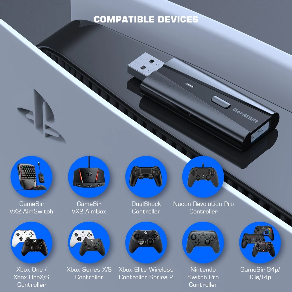 GameSir-VX Adapter for PS5 Console Wide Compatibility Plug and Play Black