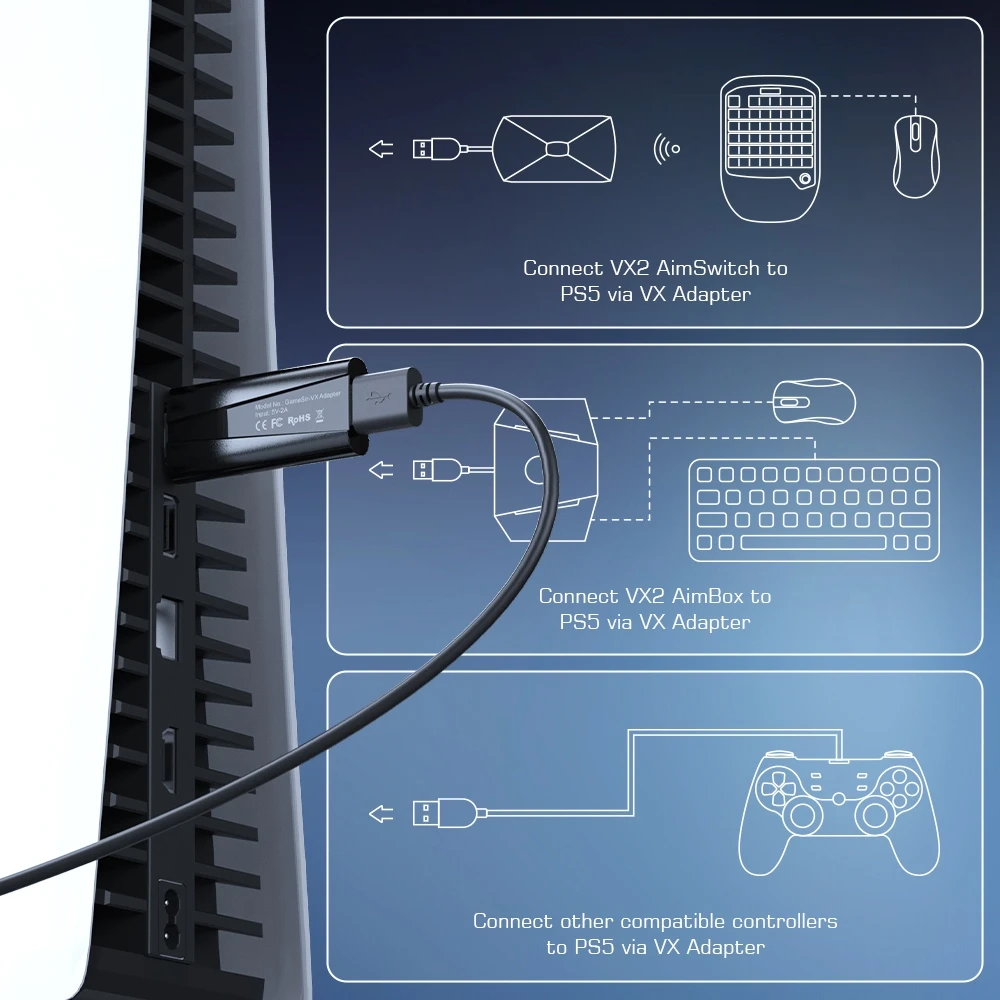 GameSir-VX Adapter for PS5 Console Wide Compatibility Plug and Play Black