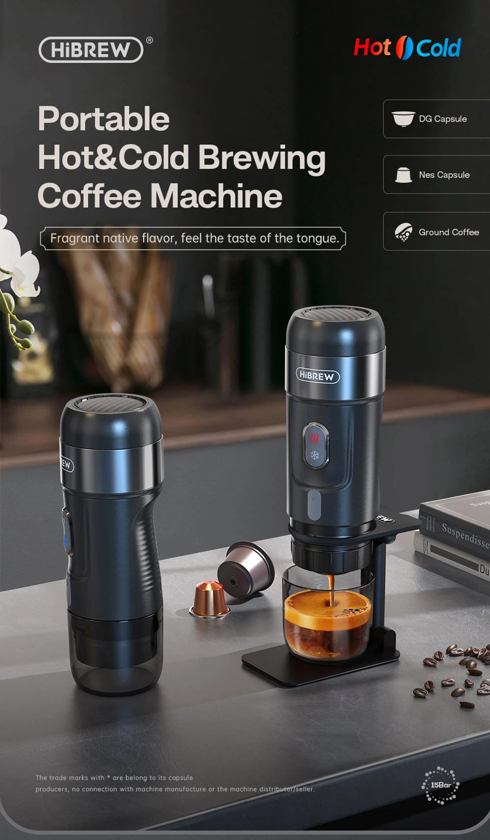 Machine à café HiBrew, Conception compatible 3 en 1