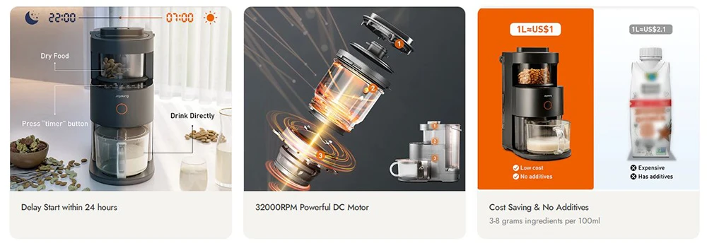 JOYOUNG Y1 Automatic Cooking Blender, 1000W DC Motor, 1000ml Capacity Hot Cold Juicer Vegan Milk Maker, Intelligent LED Control
