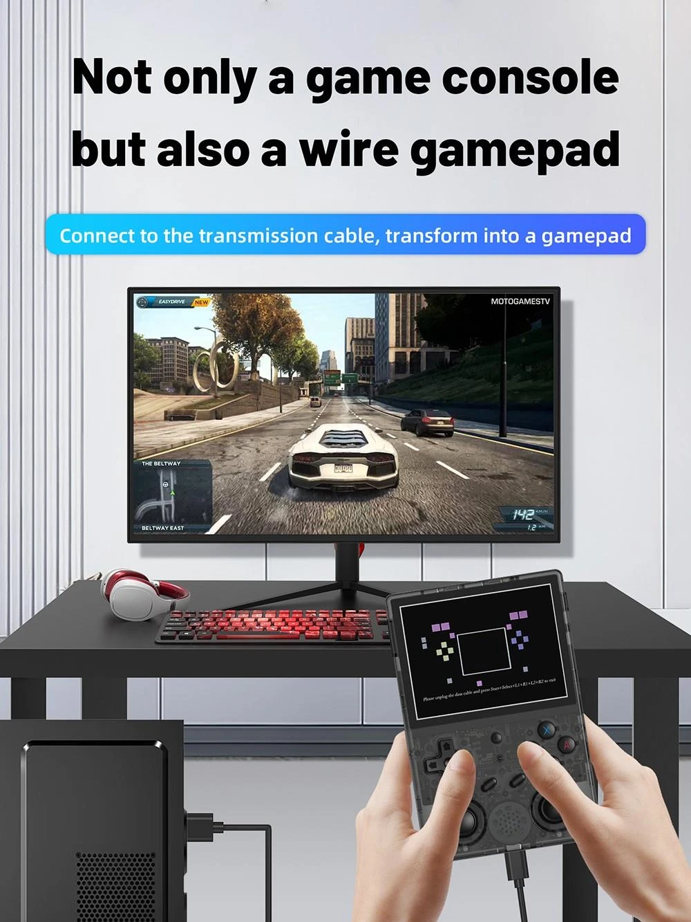 ANBERNIC RG353VS Portable Game Console Android 16GB Linux+64GB Game TF Card 3.5'' IPS Retro WiFi Bluetooth - Black Transparent