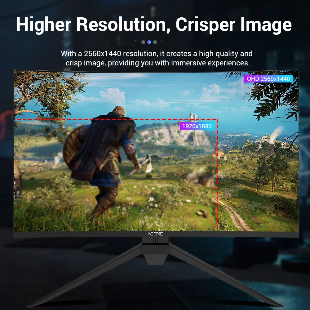 KTC H32S17 32 inch 1500R Curved Gaming Monitor 2560x1440 QHD 165Hz 16: 9 ELED 99% sRGB HDR10 1ms MPRT Response Time Low-blue Compatible with FreeSync and G-SYNC USB HDMI2.0 2xDP1.2 Audio Flexible Out Adjustment with Sturdy Tripod VESA Mount Displayer
