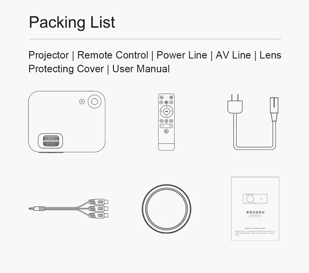 Wanbo X1 Mini Projector 720P HD HDR Smart Projector Keystone Correction for Home Office EU Plug - White