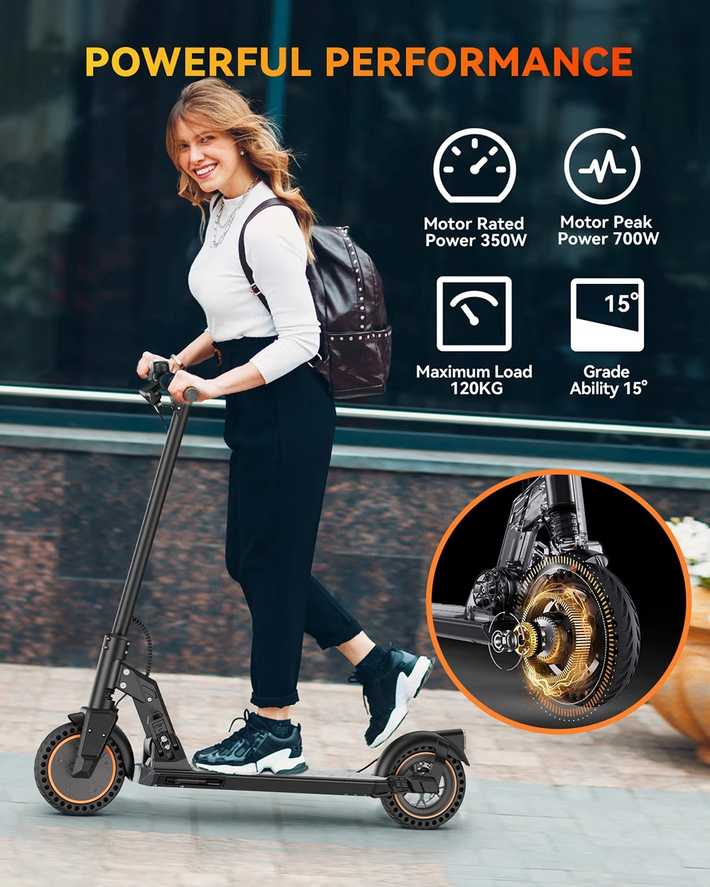 5TH WHEEL M2 Electric Scooter 8.5'' Honeycomb 350W Motor 7.5Ah Battery for 30km Range, 25km/h Max Speed