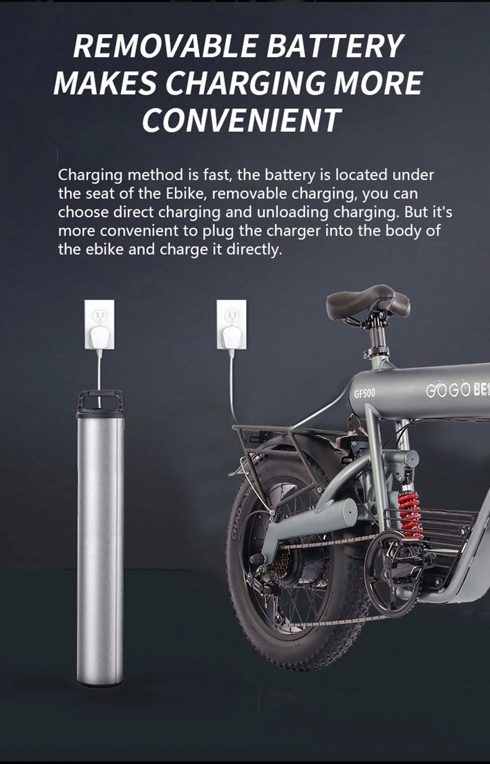 GOGOBEST GF500 Electric Bicycle 20*4.0 Inch Fat Tire 750W Motor 45Km/h Top Speed 48V 20Ah Battery 90-100KM Max Range Shimano 7-Speed Transmission Dual Disc Brake
