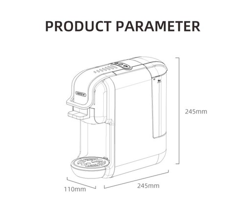 HiBREW H2B 5-in-1 Coffee Maker with Water Level Line, 1450W 19Bar Hot/Cold Capsule Coffee Machine, 600ml Water Tank - White