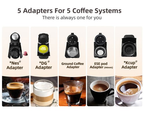 HiBREW H2B 5-in-1 Coffee Maker with Water Level Line, 1450W 19Bar Hot/Cold Capsule Coffee Machine, 600ml Water Tank - White