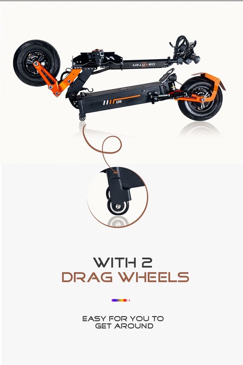 OBARTER D5 Electric Scooter 12 Inch Vacuum Tire 2*2500W Dual Motor Max Speed 60-70Km/h Removable 48V 35Ah Battery for 60-120km Super Range Removable Tire Double Oil Brakes Front&Rear Hydraulic Suspension 150KG Max Load