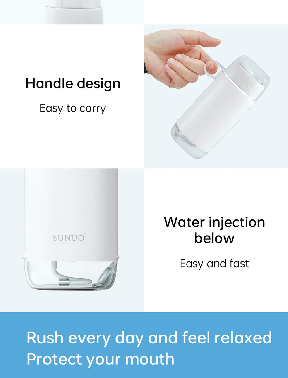 SUNUO C3 PRO Smart Visual Irrigator Máy rửa răng khử trùng bằng tia cực tím, Camera HD 5MP, Kết nối WiFi, Chống nước IPX7 - Xanh lục