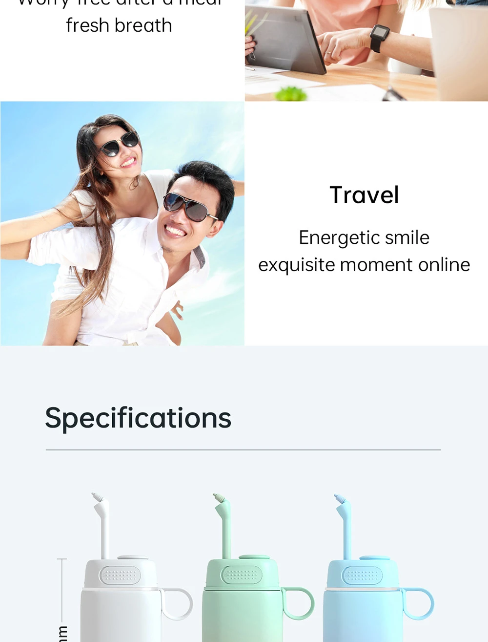 SUNUO C3 PRO Smart Visual Irrigator Máy rửa răng khử trùng bằng tia cực tím, Camera HD 5MP, Kết nối WiFi, Chống nước IPX7 - Xanh lục