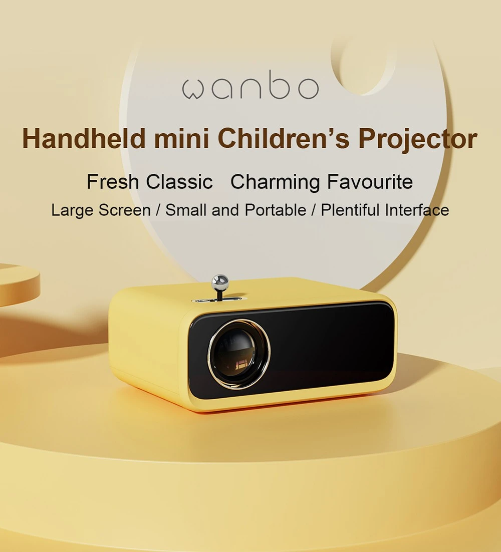Wanbo XS01 Mini LED Projector Handheld Projection 200ANSI Lumens 1080P Support 120 Inch Screen Fresh Classic EU Plug