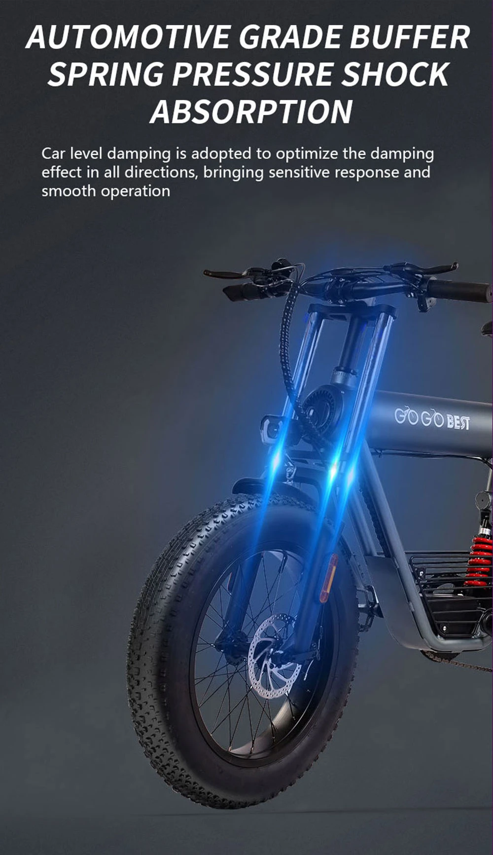 GOGOBEST GF500 Electric Bicycle 20*4.0 Inch Fat Tire 750W Motor 45Km/h Top Speed 48V 20Ah Battery 90-100KM Max Range Shimano 7-Speed Transmission Dual Disc Brake