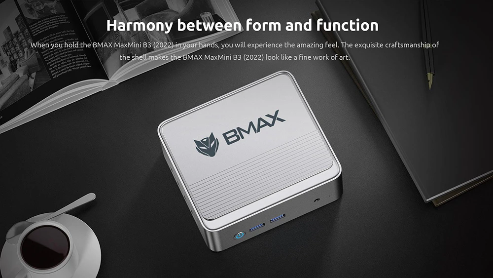 BMAX B3 Mini PC Intel® Jasper Lake N5095, Windows 11(64-bit) OS, 8+256GB, Dual Band WiFi, Silver