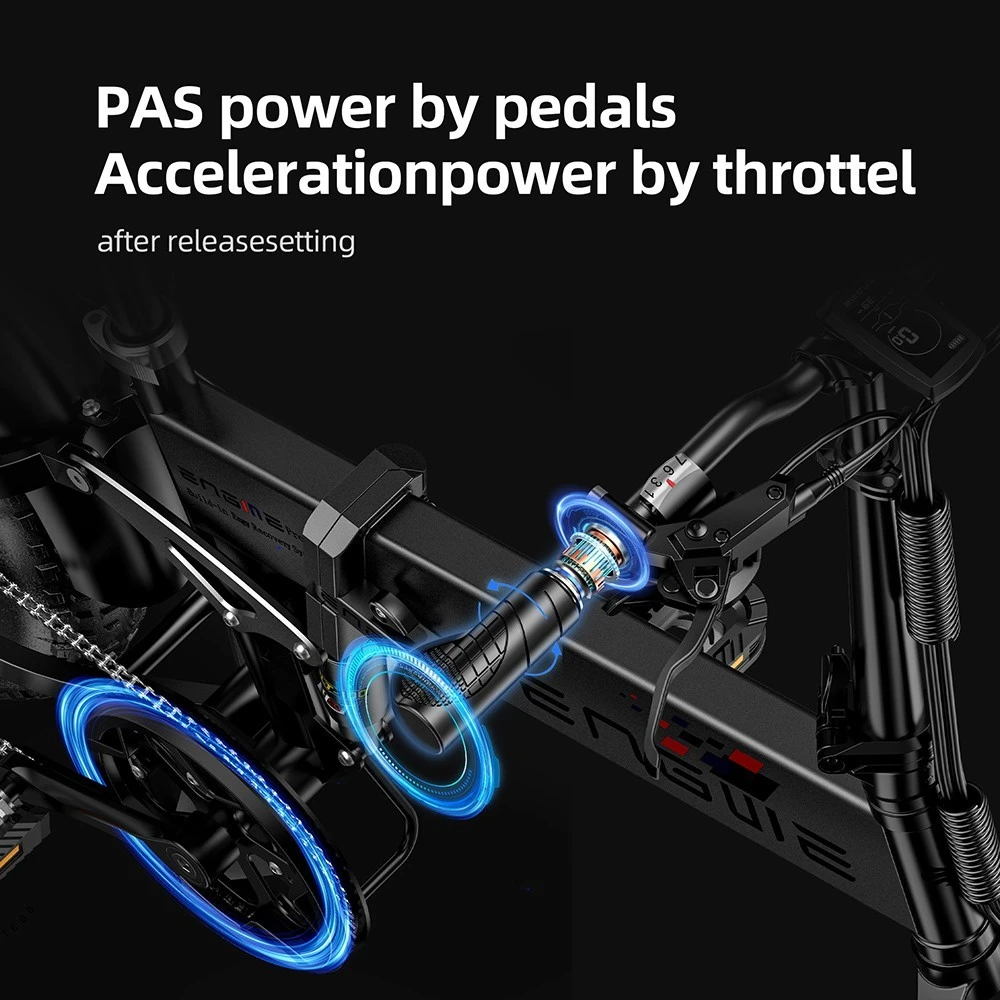 ENGWE X Bicicletă electrică pliabilă 20 * 4.0 inch Chaoyang Off-Road Anvelope groase Motor 250W E-Bike Baterie 48V 13Ah Viteză maximă 25 km/h Autonomie 100 km Frână cu disc dublu Sarcină maximă 150 kg - Negru