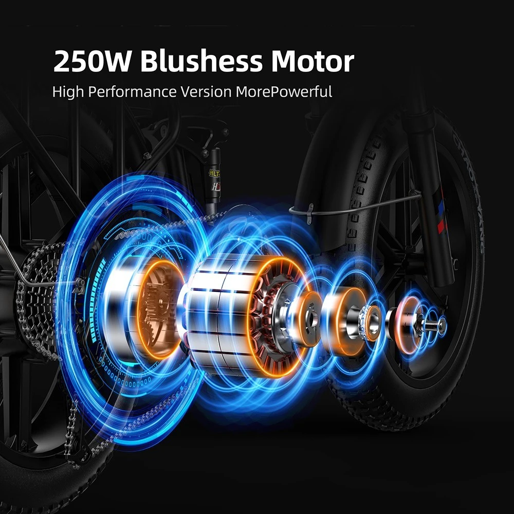 ENGWE X Bicicletă electrică pliabilă 20 * 4.0 inch Chaoyang Off-Road Anvelope groase Motor 250W E-Bike Baterie 48V 13Ah Viteză maximă 25 km/h Autonomie 100 km Frână cu disc dublu Sarcină maximă 150 kg - Negru