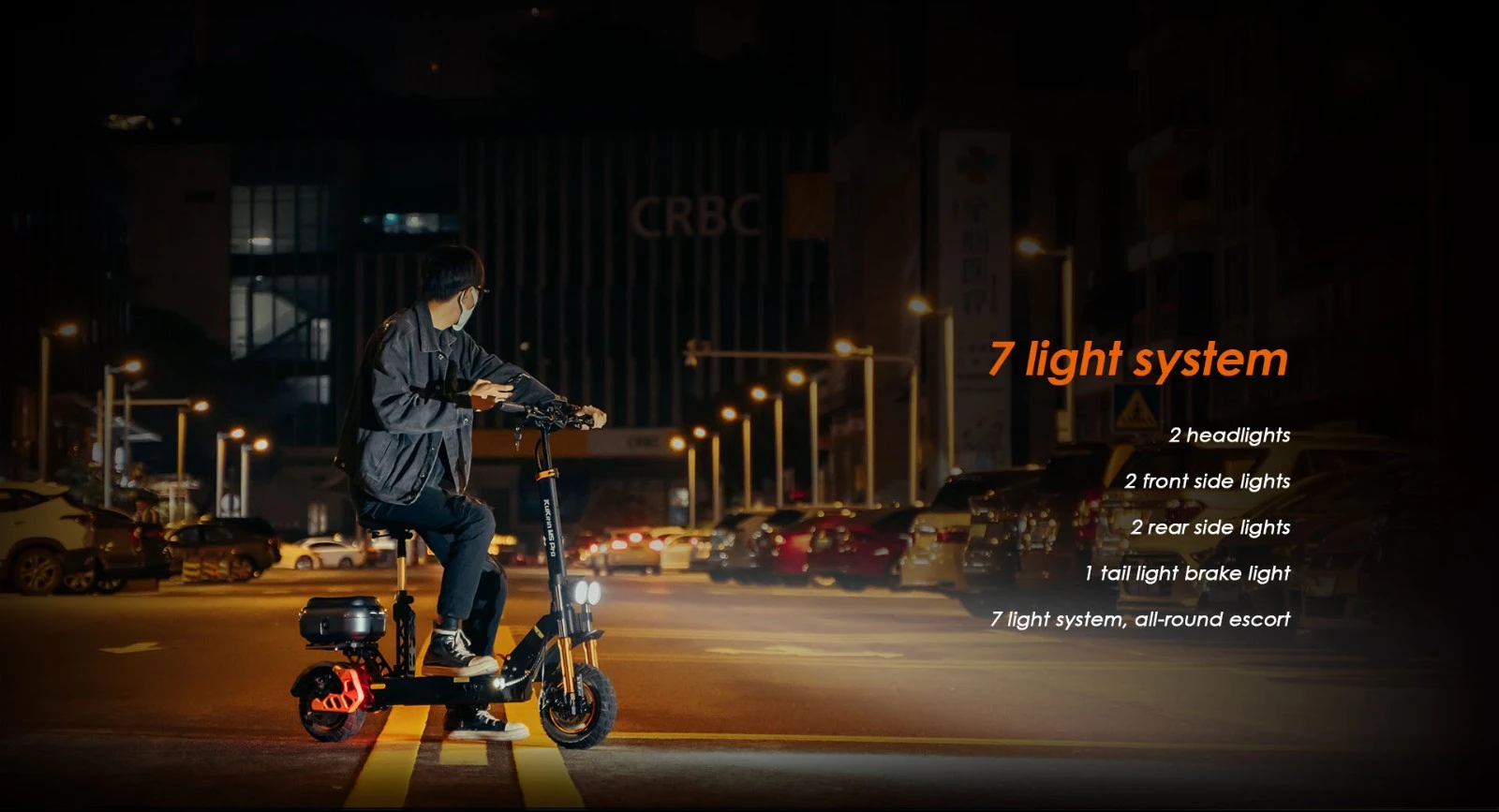 KuKirin M5 Pro Electric Scooter 1000W Motor 52Km/h Max Speed 48V 20Ah Battery With 70KM Range, Dual Disc Brakes, 7 Lights, Multiple Speed Modes 120KG Max Load with Detachable Seat