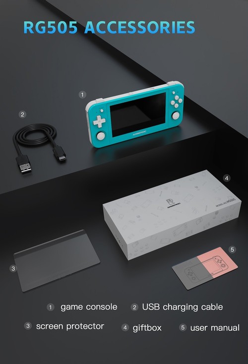 ANBERNIC RG505 Handheld Game Console 4+128GB+256GB Turquoise