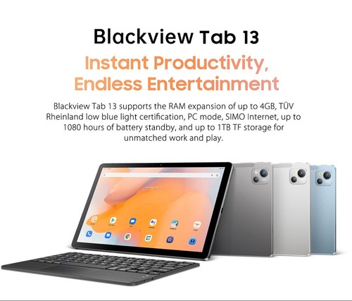 Androidタブレット本体 Blackview Tab13 10.1'' 6GB RAM 128GB ROM Blackview Tab 80 10.1 インチ Unisoc T606 7680mAh タブレット