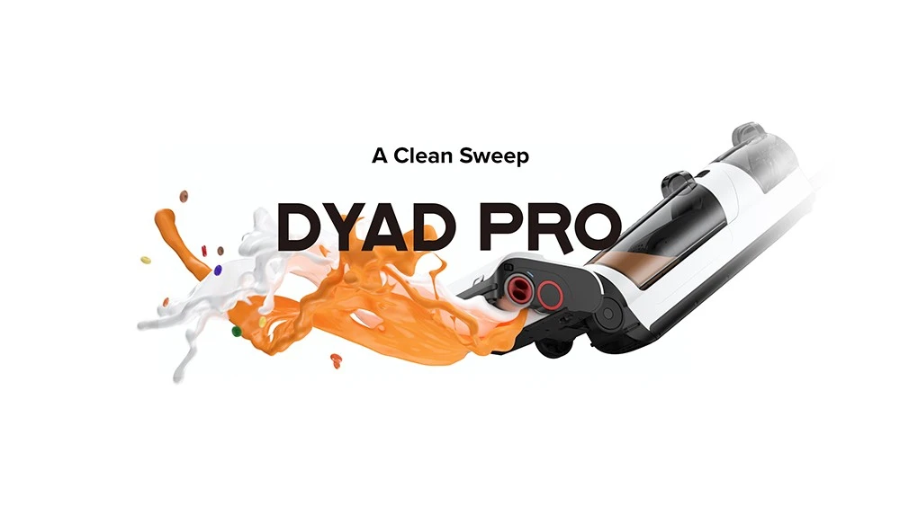 Roborock Dyad Pro Smart Cordless Wet and Dry Vacuum Cleaner 17000Pa Powerful Suction Dual Rollers Edge Cleaning Self-Cleaning Hot Air Self-Drying 43Mins Runtime LED Display App Control & Voice Alerts - Black