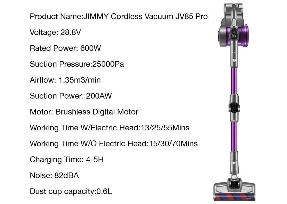 JIMMY JV85 Pro Cordless Handheld Flexible Vacuum Cleaner with 200AW Powerful Suction, 550W Digital Brushless Motor, 70 Minutes Run Time, Ultra-low noise for cleaning floors, furniture by Xiaomi