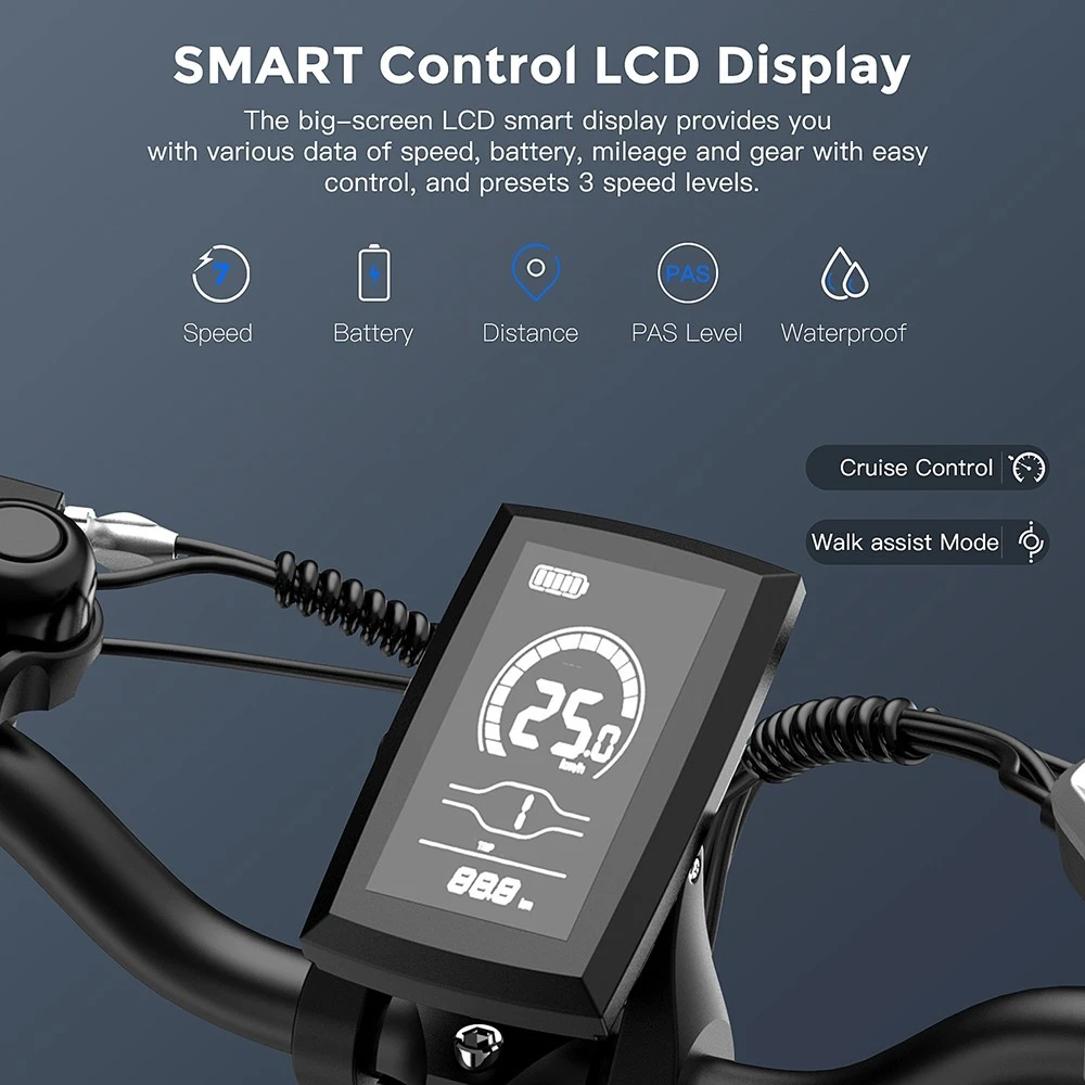 F20 Max Electric Bike 20*4.0 Inch Fat Tire 500W Brushless Motor 25Km/h Speed Removable 48V 22.5Ah Lithium Battery Front & Rear Disc Brakes Shimano 7-Speed Gear 150KG Max Speed Folding E-bike with Footrest - Red