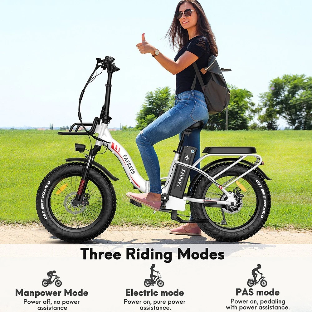 F20 Max Electric Bike 20*4.0 Inch Fat Tire 500W Brushless Motor 25Km/h Speed Removable 48V 22.5Ah Lithium Battery Front & Rear Disc Brakes Shimano 7-Speed Gear 150KG Max Speed Folding E-bike with Footrest - Red