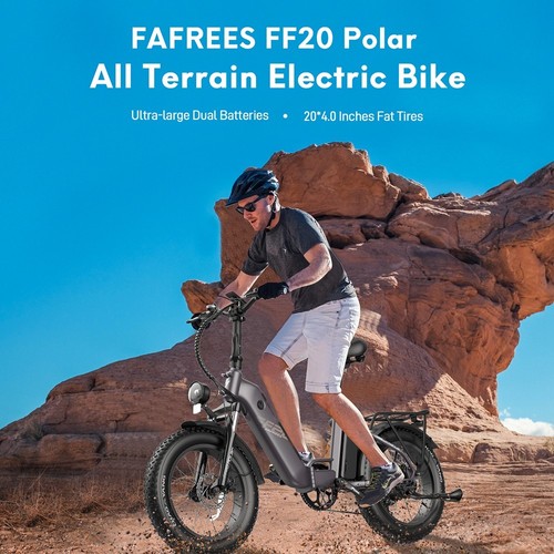 Vélo électrique Polar FF20 Moteur 48 V 500 W Vitesse maximale 40 km/h Double batterie 10,4 Ah pour une autonomie de 150 km Pneus CHAOYANG Fat 20 x 4,0 pouces Freins à double disque Shimano 7 vitesses Écran couleur LCD - Blanc