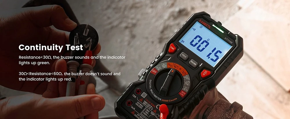 KAIWEETS HT118E Digital Multimeter - TRMS 20000 Counts, 2.7" LED Display, AC/DC Auto-Ranging
