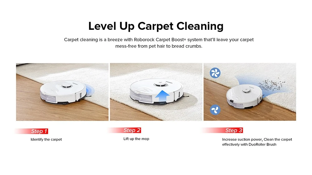 Roborock S8 Robot Vacuum Cleaner 6000Pa Extreme Suction DuoRoller Brush 3D Structured Light Obstacle Avoidance Sonic Vibration Mopping Auto-Lifting Mop 5200mAh Battery 180min Runtime 3D Map 400ml Dustbin APP Control - White (Upgrade from Roborock S7)