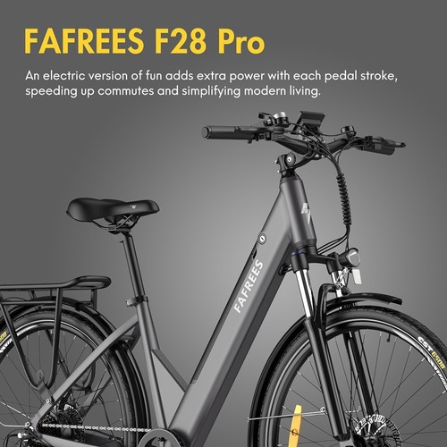 F28 Pro 27.5'' Step-through City E-Bike 25Km/h 250W Motor 36V14.5Ah Embedded Removable Battery Shimano 7-Speed Gear - Gold