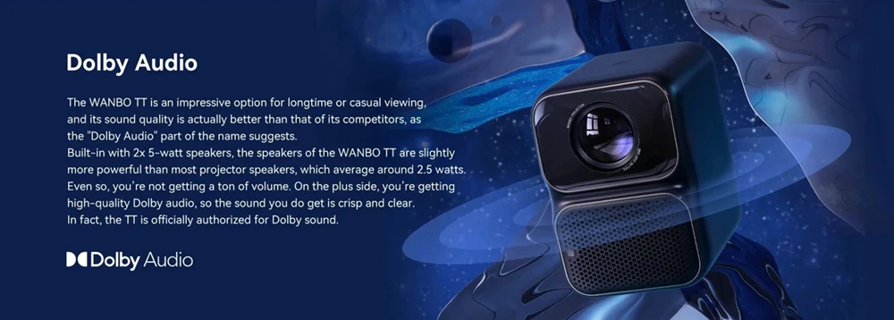 [Certifié Netflix] Projecteur portable Wanbo TT, natif 1080p, 650 lumens ANSI, HDR10, correction trapézoïdale, WiFi 5G, 1 Go/8 Go, Bluetooth 5.1, Dolby Atmos, mise au point automatique