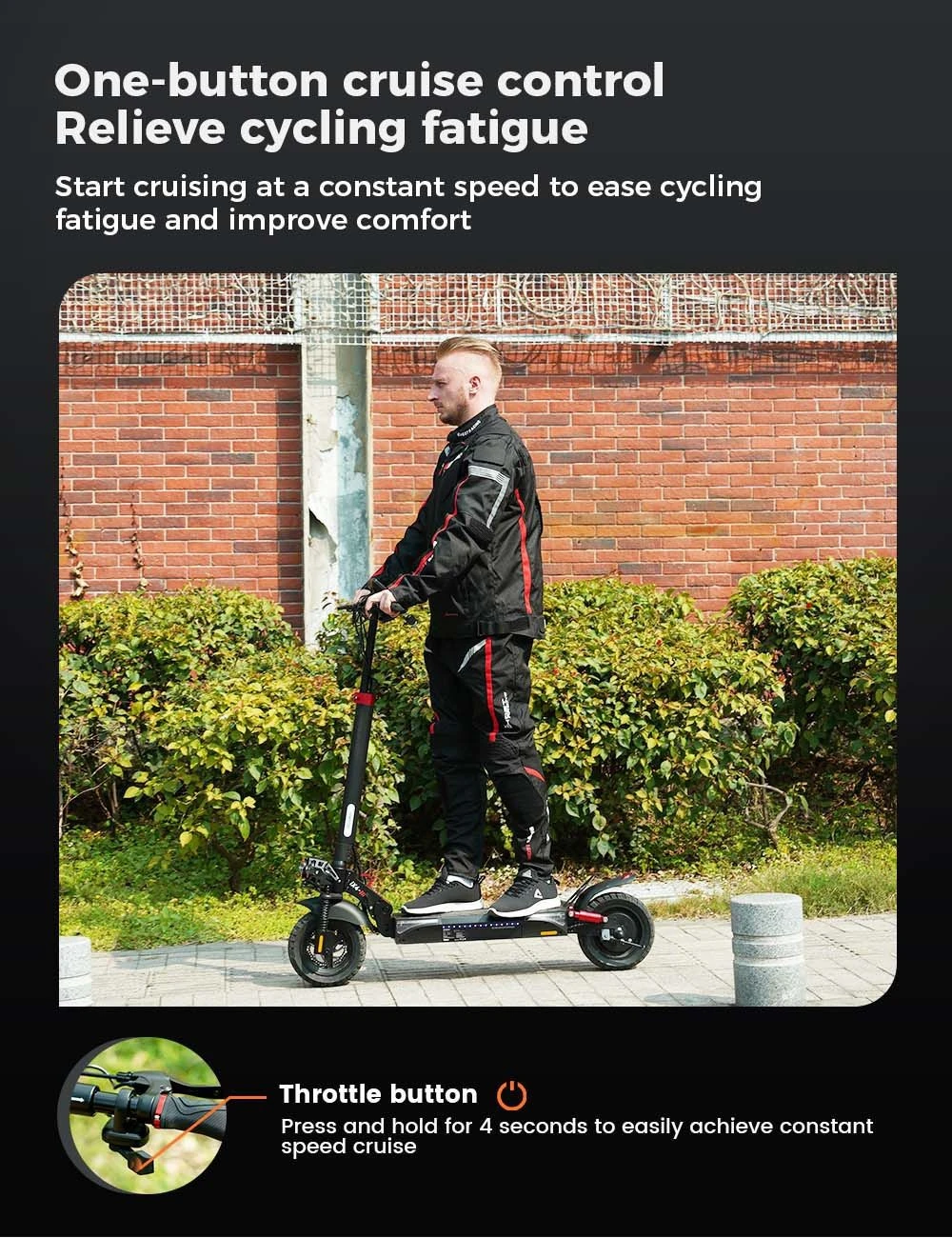 iScooter IX4 Electric Scooter 10'' Honeycomb Tires 800W Motor 45km/h Max Speed 48V 15Ah Battery 40-45km Range App Control