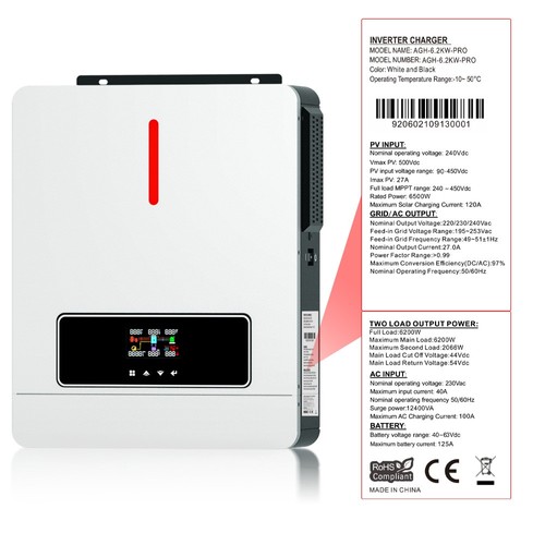Fdit Onduleur solaire à onde sinusoïdale pure Contrôleur hybride MPPT à